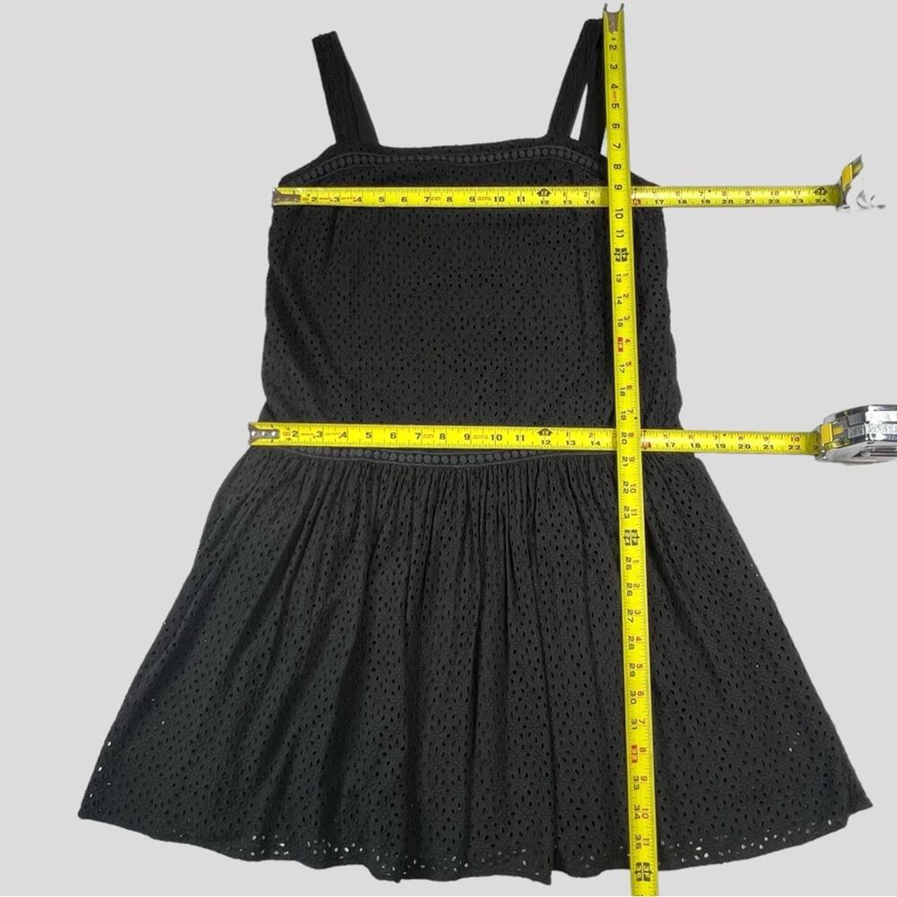 Three Dots Eyelet Sundress M Drop Waist Crochet Black Dress USA Festival Beachy - Picture 6 of 10